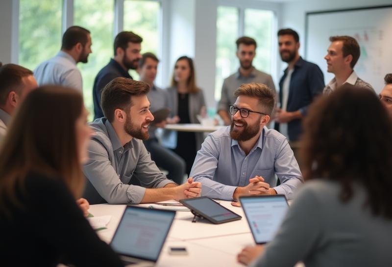Group of diverse people in a training session.